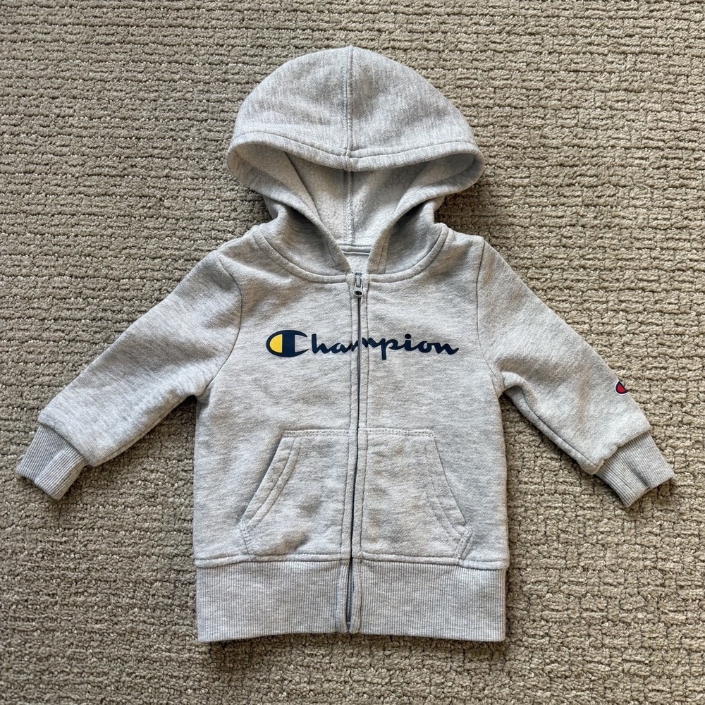 Champion Baby Boy's Size‎ 18 Months Full Zip Gray Hooded Sweatshirt